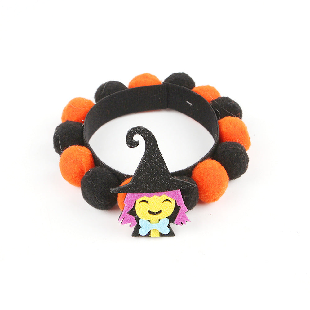 Halloween Pet Fur Ball Collar Pumpkin Accessories